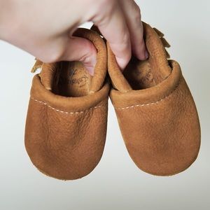 Baby moccasins real suede leather Starry Night
